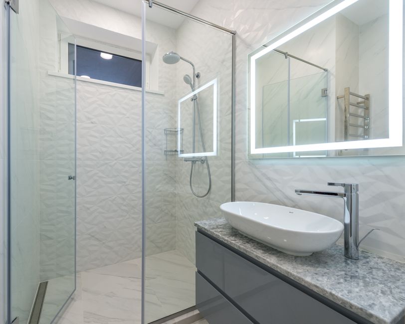 Modern walk-in shower installation
