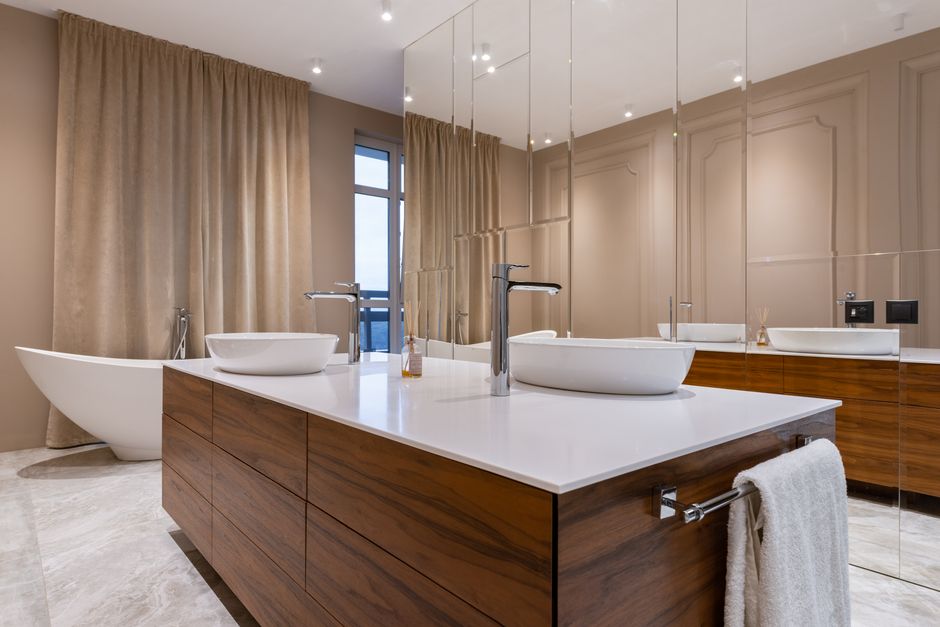Modern luxury bathroom remodel showcasing elegant fixtures